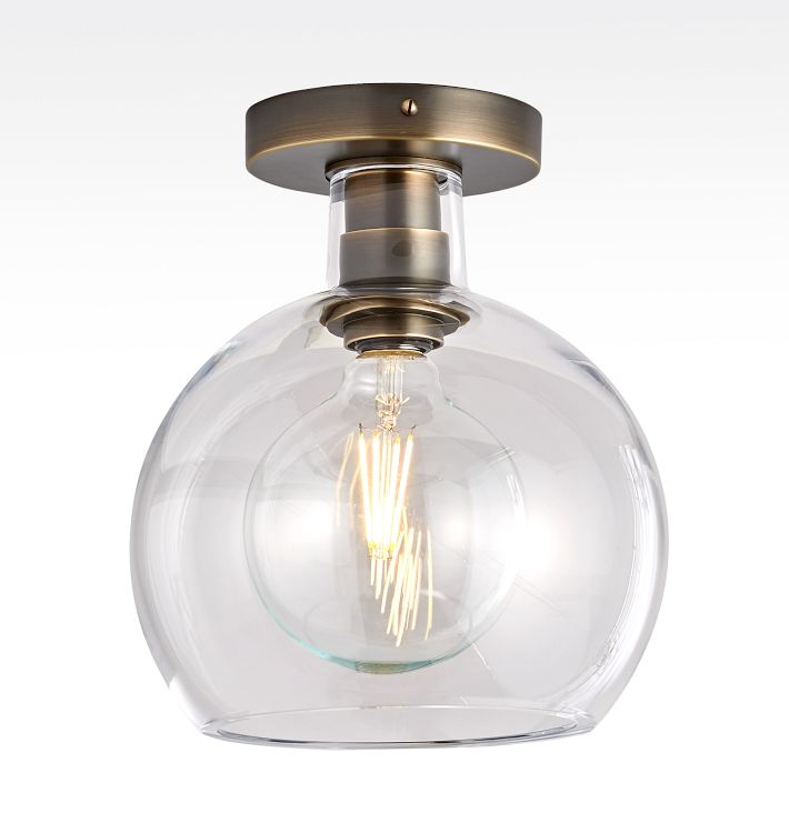 Edendale Straight Clear Glass Semi-Flush Mount