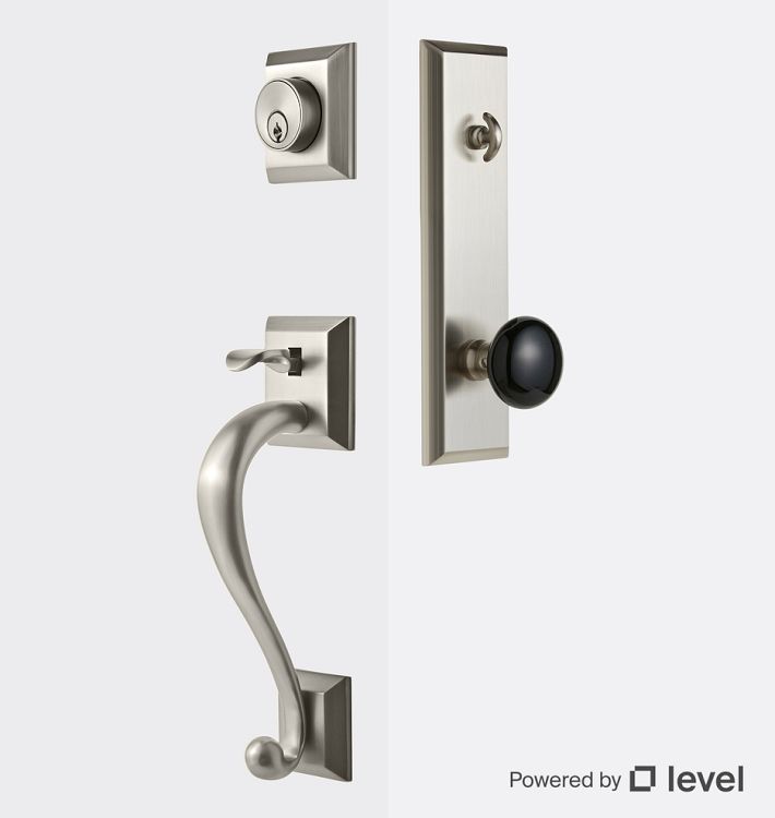 Coleman Exterior Porcelain Black Knob Tube Latch Door Set with Level Bolt, Smart home technology