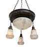 Vintage Classical Revival Bowl Chandelier with 4 Satellites
