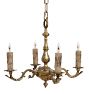 Antique 4-Light Cast Brass Classical Revival Candle Chandelier