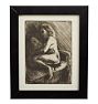 Vintage Female Nude Etching