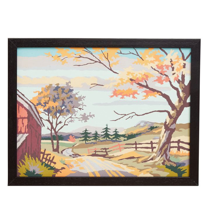 Vintage Paint-by-Numbers Fall Scene