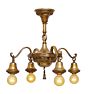 Vintage 4-Light Bare Bulb Chandelier