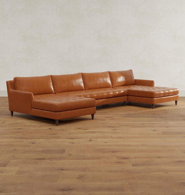 Hastings Sectional Double Chaise Leather Sofa