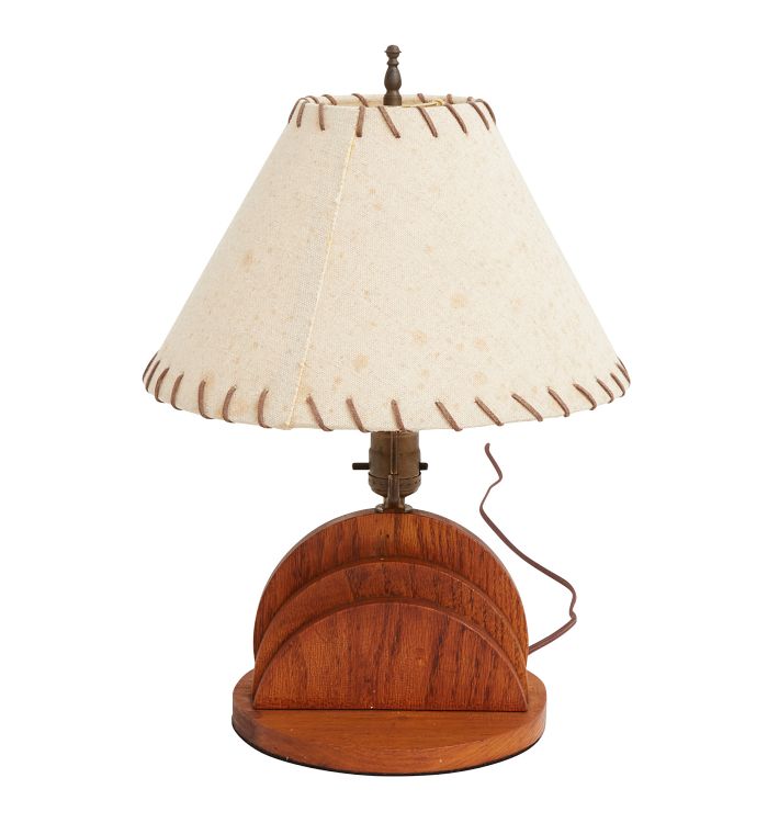 Vintage Mid-Century Table Lamp with Wooden Base