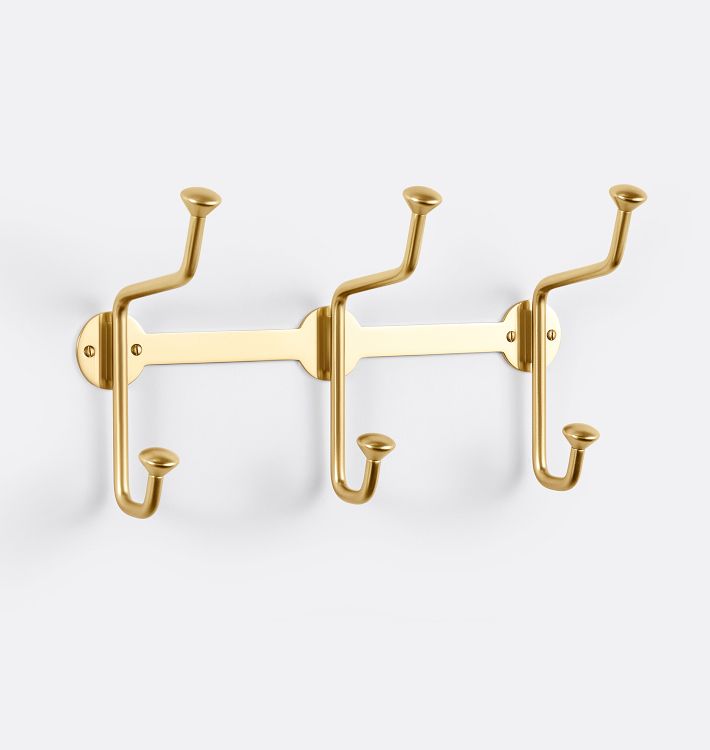 Fletcher Triple Hook Rack - Aged Brass