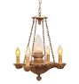 Vintage Five-Light Classical Revival Chandelier with Central Flame Shade