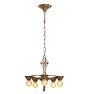 Vintage Art Deco Bare Bulb Chandelier with Polychrome Egyptian Revival Motifs