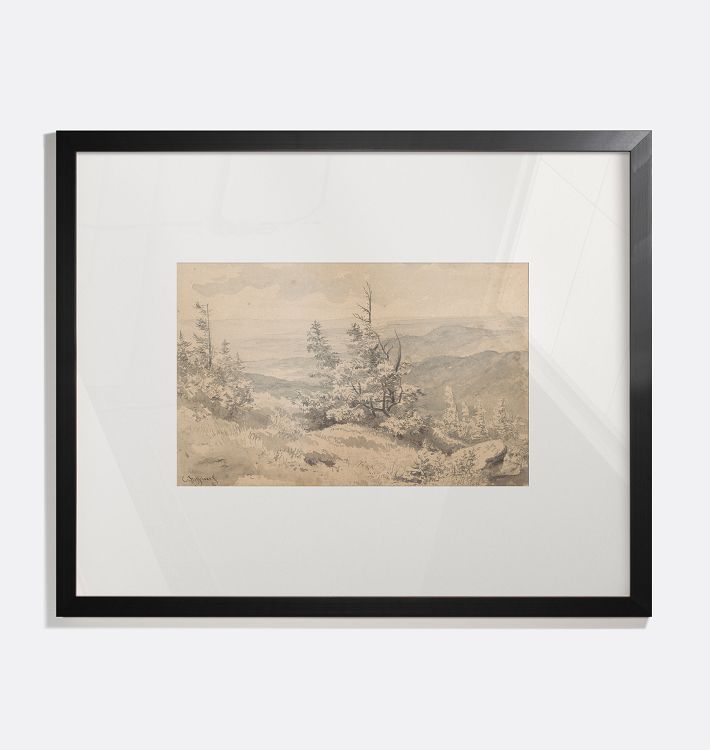 Mountain Landscape with Pines in the Foreground Framed Reproduction Wall Art Print