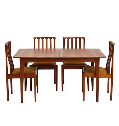 Vintage Mid-Century Teak Dining Table + 4 Chair Set | Rejuvenation