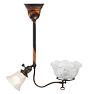 Antique Victorian Two-Light Converted Gas / Electric Pendant with Copper Flashed Finish