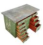 Vintage Industrial Rolling Cabinet with Galvanized Top