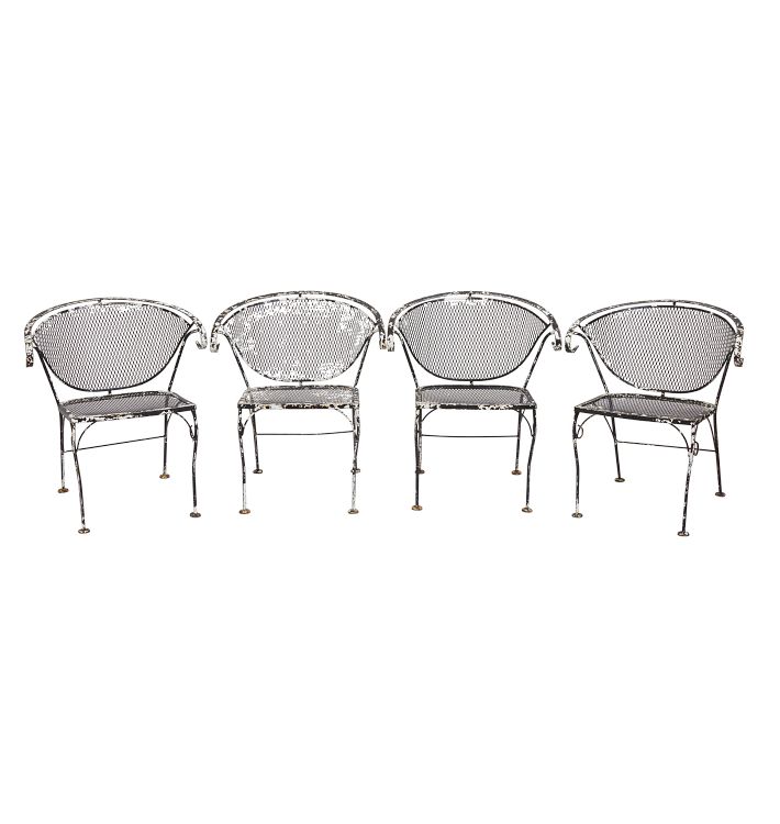 Set Of Four Russell Woodard Style Steel Patio Chairs Circa 1960S