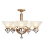Vintage 5-Light Art Deco Cup Shade Chandelier with Chrome Accents