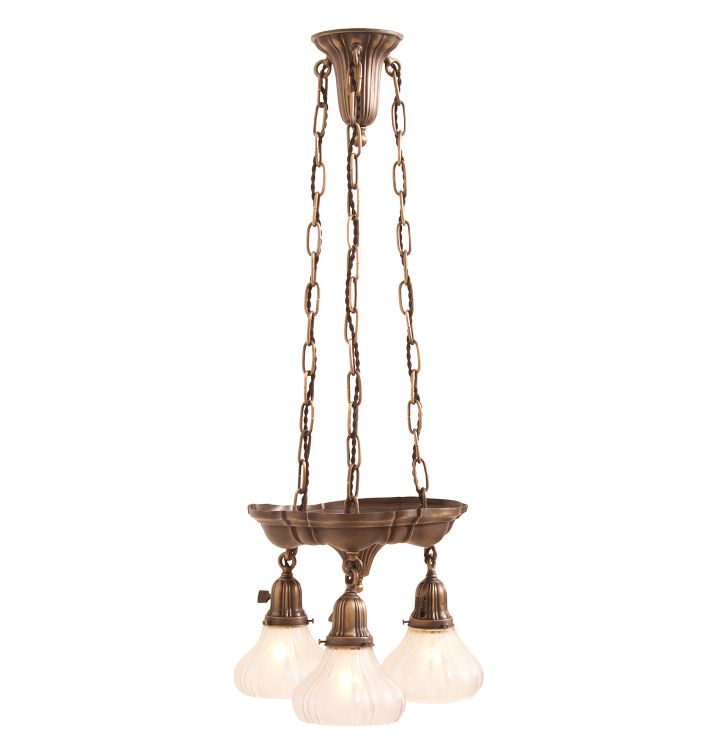 Vintage Sheffield Style 3-Light Suspended Pan Chandelier