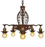 Romance Revival Bare Bulb Chandelier With Vibrant Red Highlights Circa 1930