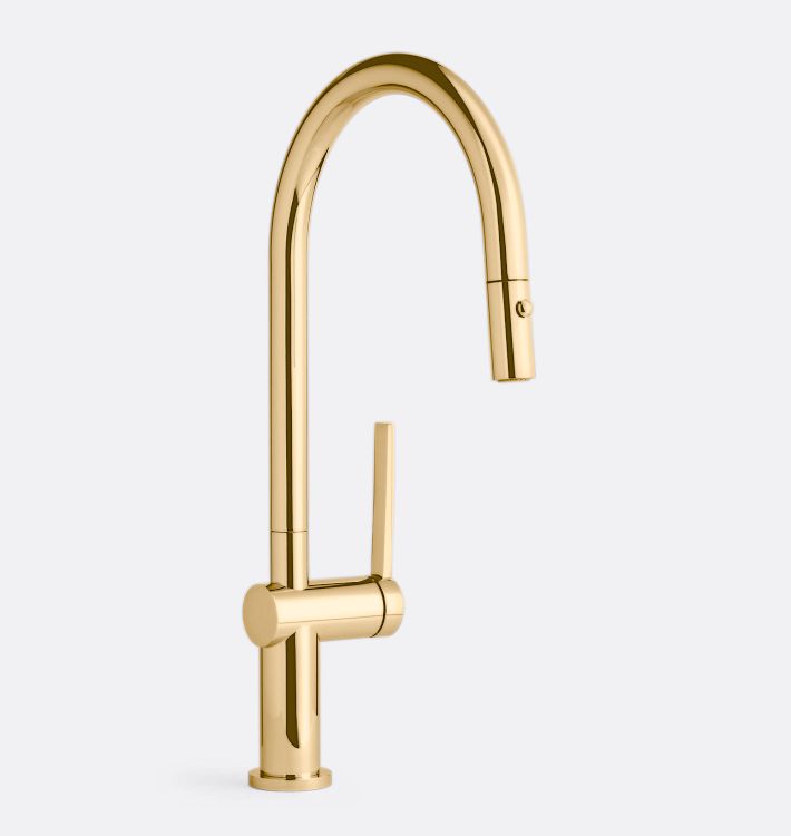 La Spezia Pull Down Kitchen Faucet With Button Sprayer