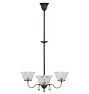 Antique Victorian 3-Light Converted Gas Chandelier with Etched Floral Shades