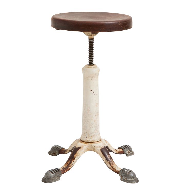 Vintage Industrial Stool with Maple Seat | Rejuvenation