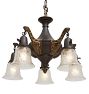 Vintage 5-Light Classical Revival Chandelier with Etched Glass Shades