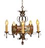 Five-Light Romance Revival Chandelier with Chariot Motif