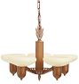 Five-Light Art Deco Cup Shade Chandelier with Botanical Motifs