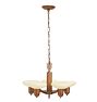 Five-Light Art Deco Cup Shade Chandelier with Botanical Motifs