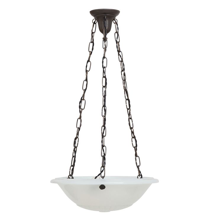 Opalescent Classical Revival Bowl Chandelier with Floret Finials