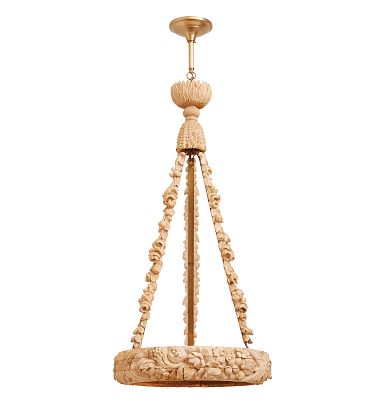 Carved Wood Classical Revival Ring Chandelier | Rejuvenation