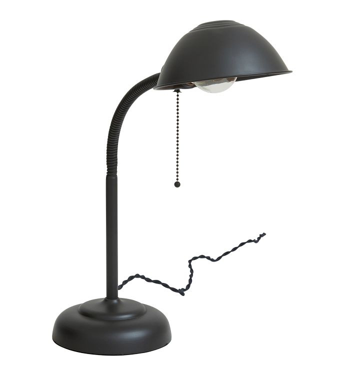 Vintage Industrial Gooseneck Desk Lamp with Pullchain Socket