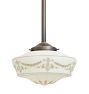 Burnished Antique Pendant With Vintage Stenciled Classical Revival Shade