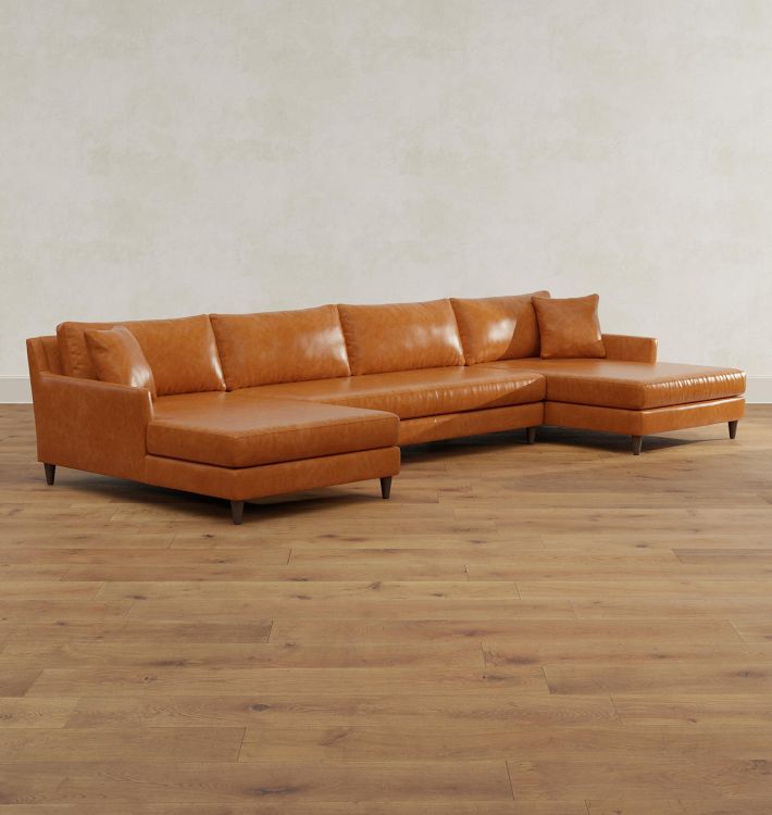 McNary Leather Double Chaise Sectional Rejuvenation