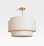 Tiered Drum 24" Pendant, Aged Brass - White Shades - 27-3/4" Length