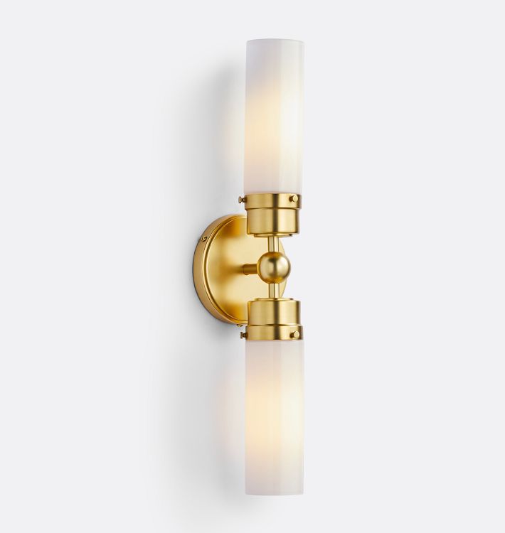 OPEN BOX: Howe Double Tube Wall Sconce, Aged Brass - 20 5/8&quot;