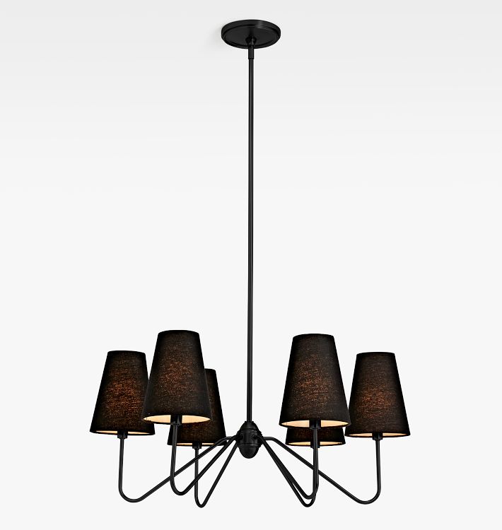 Berkshire 6-Arm Chandelier with Linen Shades