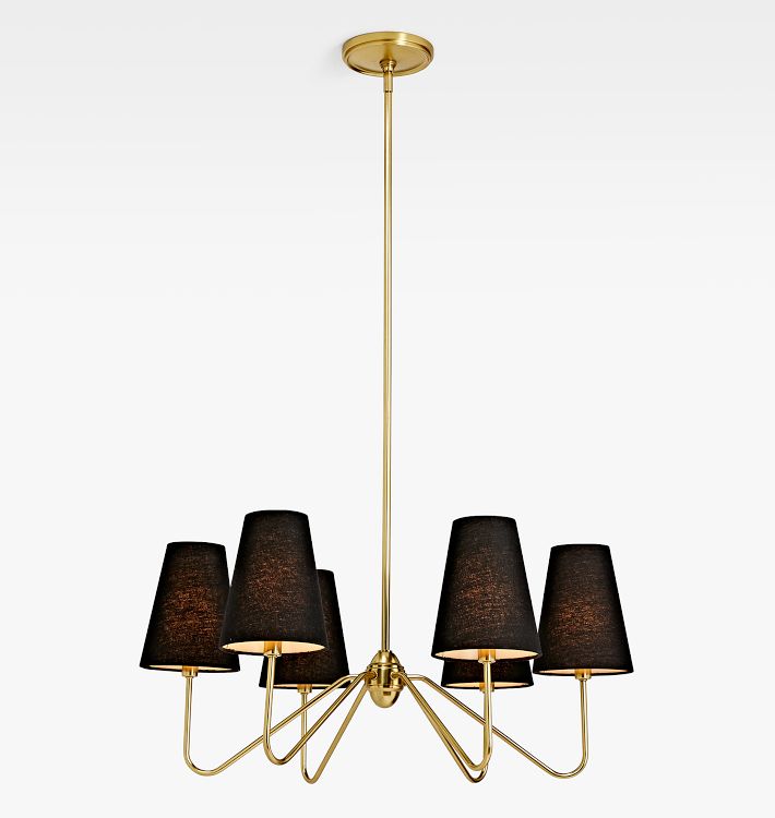 Berkshire 6-Arm Chandelier with Linen Shades