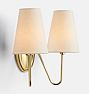 Berkshire Double Sconce, Aged Brass and White Shade