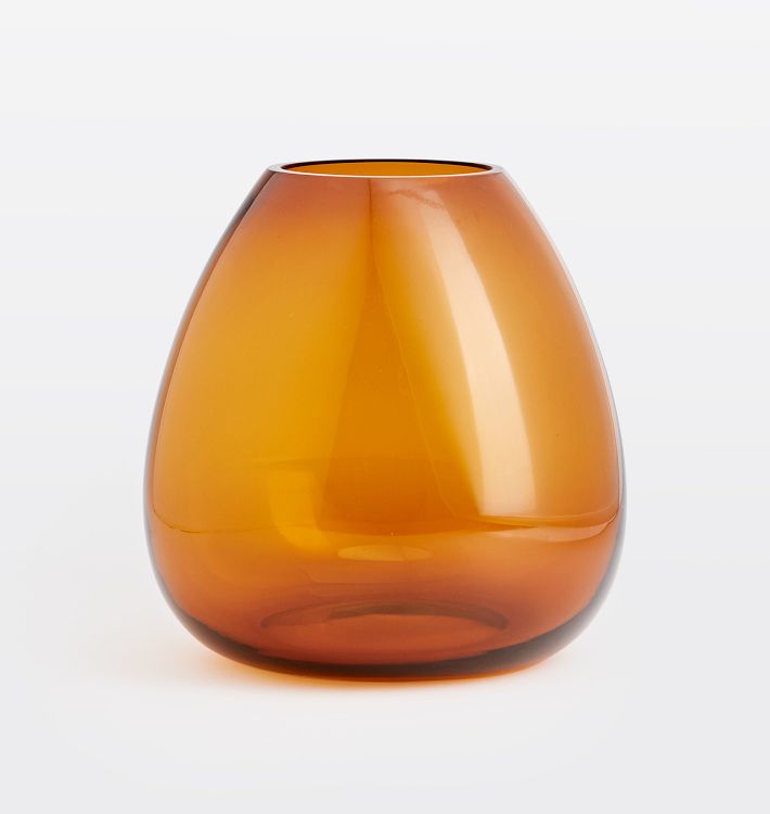 Audrey Medium Wide Mouth Glass Vase, Amber Glass