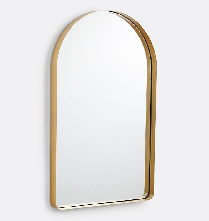 Deep Frame Arched Mirror, 24" x 40" - Aged Brass