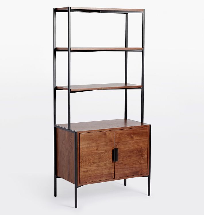 Burton 33" Walnut & Steel Bookshelf