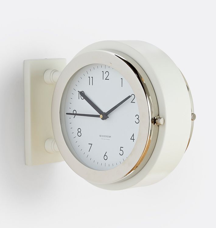 Double Sided Wall Clock, White