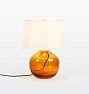 KIT Audrey Amber Glass Accent Lamp with White Linen Shade