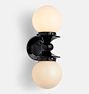 Pittock Double Sconce, Black Enamel - Opal Shade