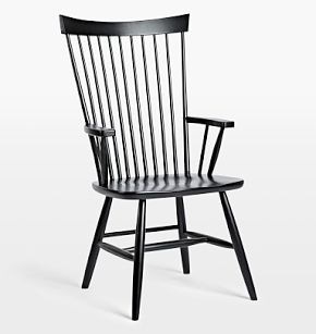 OPEN BOX: High Back Dining Arm Chair, Black Stain | Rejuvenation