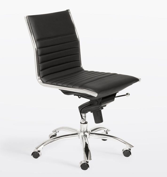 Dirk Low Back Swivel Office Armless Chair - Black