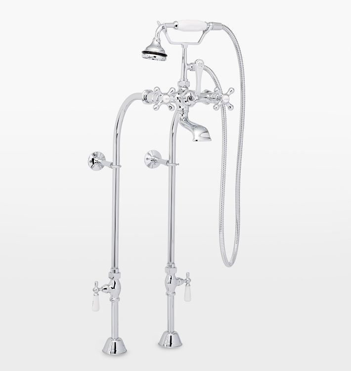 Free Standing Tub Filler with Supply Lines And Shutoffs - Polished Chrome