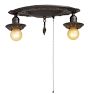 Vintage Brass 2-Light Bare Bulb Semi-Flush Fixture with Classical Motifs