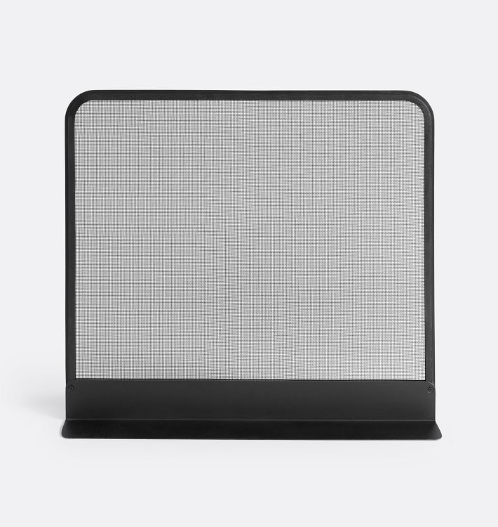 Watson Modern Flat Fireplace Screen with Base, Matte Black