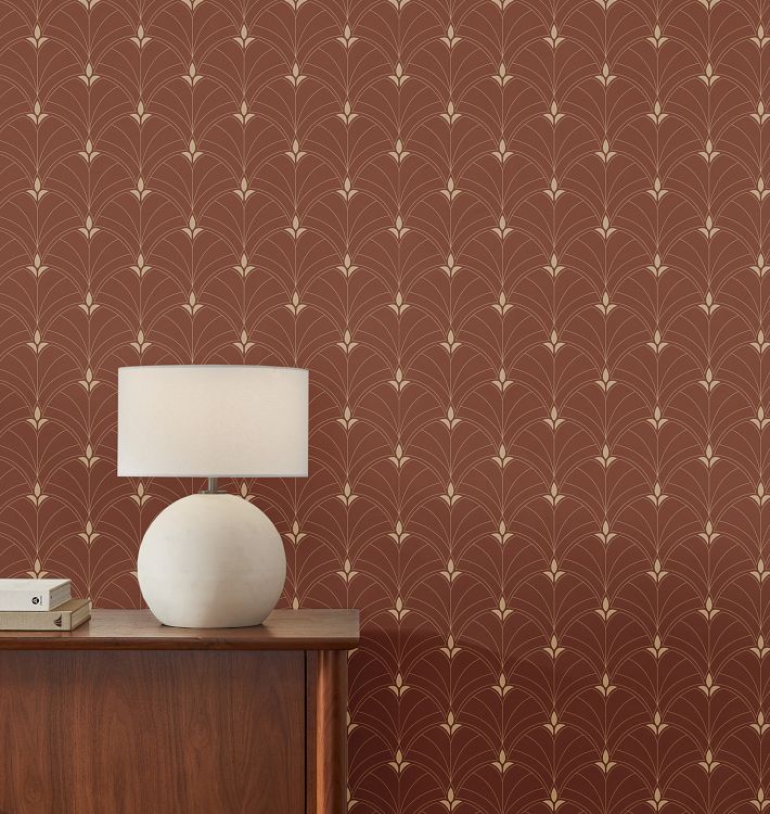 Art Deco Arch Wallpaper, Roll - Burnt Sienna