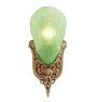 Vintage Art Deco Green Slipper Shade Sconce with Hand-Painted Polychrome Highlights